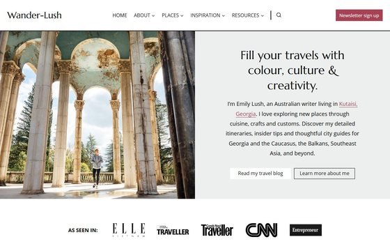 Wander Lush homepage screenshot