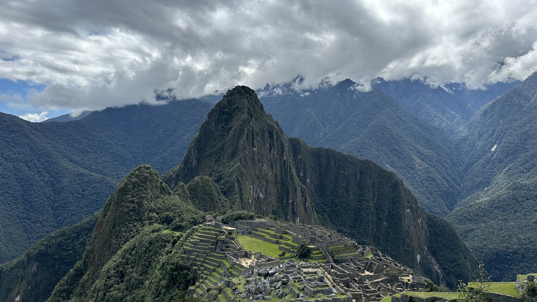 Machu Picchu with Huayna Picchu rising behind the ruins, Peru