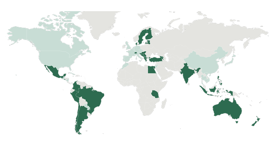 World map of the countries I have travelled to
